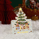 decorated christmas tree greeting card with gold foil accents