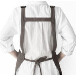 Back view Adjustable Strap Shoulder Apron, adjustable slide buckle double shoulder straps cotton linen cooking apron