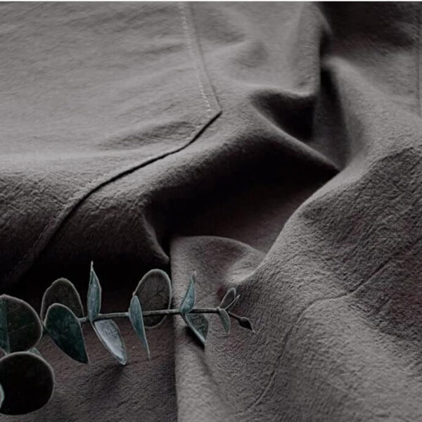 Fabric close-up of Adjustable Strap Shoulder Apron, soft matte texture of natural cotton linen blend textile