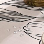 waterproof hepburn linen tablecloth close-up of abstract line pattern
