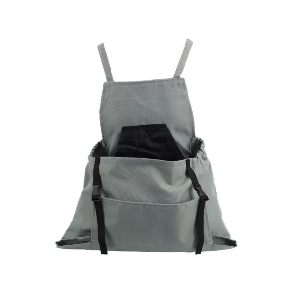 Garden harvest work apron in gray color, Oxford cloth with quick-release pouch for gardening and picking