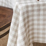 gingham natural linen cocktail napkins with checkered pattern