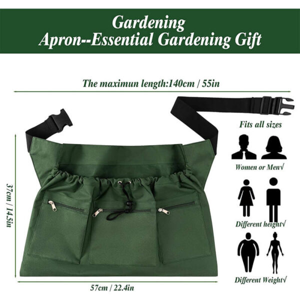 Garden Harvest Waist Apron size & crowd introduction infographic, oxford fruit picking waist apron universal unisex size for all adult gardeners farmers