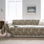 bohemian proof sofa cover with green oil painting print, elegant living room