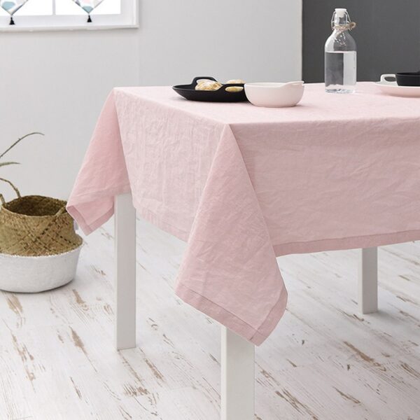 Light pink Nordic Solid Cotton Tablecloth, soft pure cotton rectangular dining table cover for cozy cottage decor