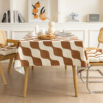 Waterproof modern velvet tablecloth cappuccino geometric, dining table styling