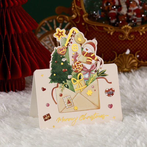 christmas gift pattern greeting card gold foil printed no envelope