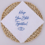 funny cotton wedding handkerchief with "Keep Your Shit Together" embroidery