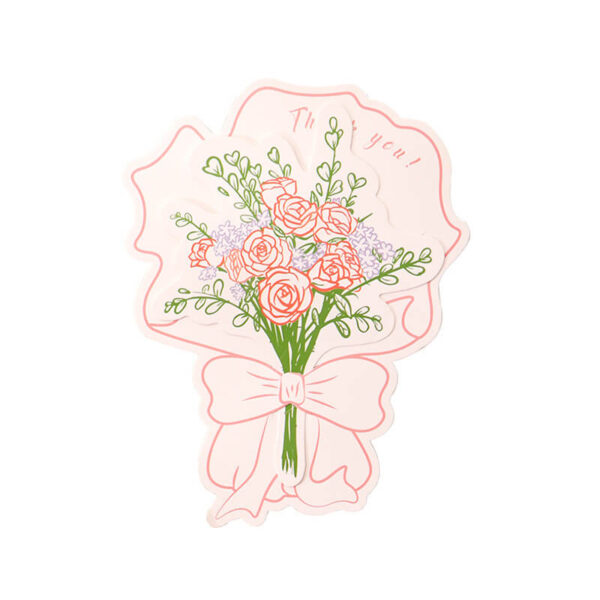 floral bouquet greeting card with rose design on white background