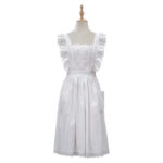 white lace cottage apron on white background, embroidered polyester