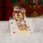santa hot air balloon christmas greeting card vintage gold foil style