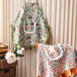 Mia Floral and Peony Garden vintage floral aprons with ruffle trim, polyester kitchen aprons for cooking, baking and floristry