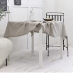 Nordic Solid Cotton Tablecloth, two-tone grey off white pure cotton table cover for minimalist dining decor