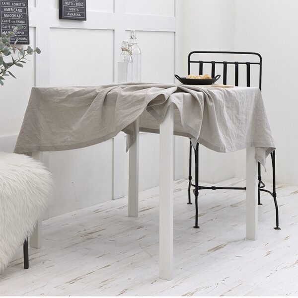 Nordic Solid Cotton Tablecloth, two-tone grey off white pure cotton table cover for minimalist dining decor