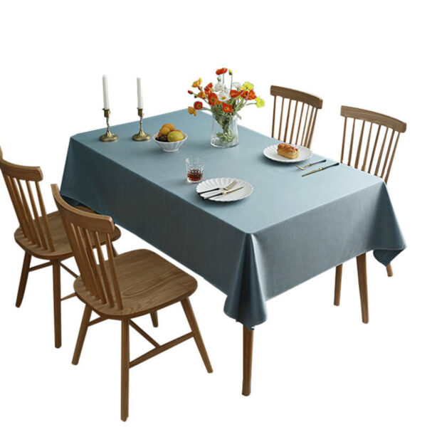 stain resistant tablecloths Waterproof, dark blue cotton linen table cover on clean white background, home table decor