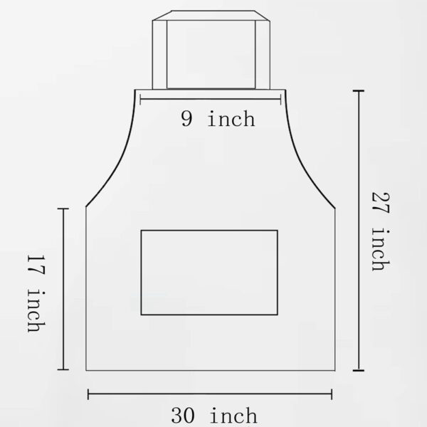 Vintage floral kitchen apron size chart, detailed dimensions for reference