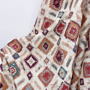 Soft Drape Shot Ethnic Geometric Rayon Spandex Woven Fabric