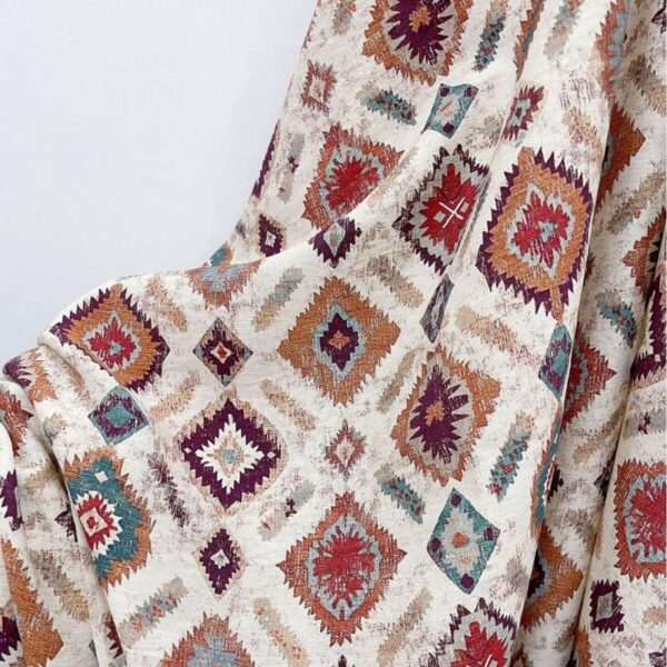 Soft Drape Shot Ethnic Geometric Rayon Spandex Woven Fabric