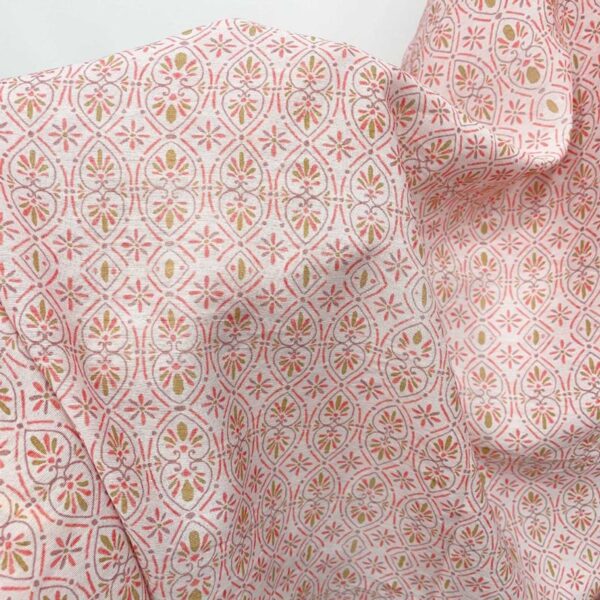 Pink Vintage Geometric Rayon Spandex Fabric Texture Detail