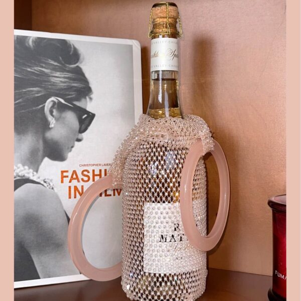 Blush Orange Rhinestone Wine Gift Tote Decorative Luxury Wine Gift Carrier Bag