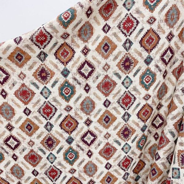 Flat Lay Ethnic Geometric Tribal Rayon Spandex Fabric Texture