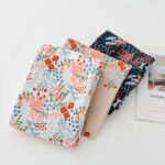 Multi Color Starry Embroidery Linen Fabric Swatch Card, 4 Tone Floral Embroidered Linen Cotton Material