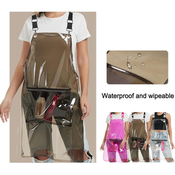 Transparent Waterproof Salon Apron 3-color set with waterproof test detail