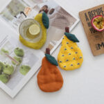 Assorted Pear-Shaped Fabric Coasters, Farmhouse Cloth Cup Mats