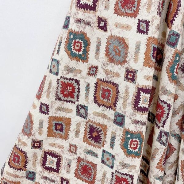 Close Up Drape Ethnic Geometric Print Rayon Spandex Fabric