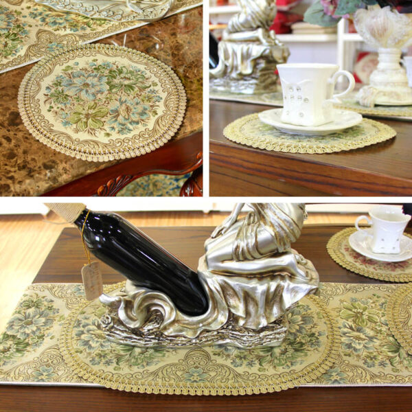 European Floral Round Doily Multi Scene Display, Hollow Lace Polyester Decor Mat for Cup Vase Lamp