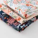 Starry Embroidery Linen Fabric Folded Sample, Heavy 3D Floral Embroidered Linen Cotton Blend for Wedding Dress & Home Decor