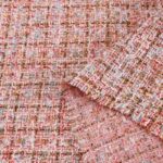 Luxury Plaid Tweed Fabric Pink Multi-Tone Metallic Plaid Fold Texture Shot