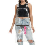 Transparent Waterproof Salon Apron black see-through model display with zipper pocket