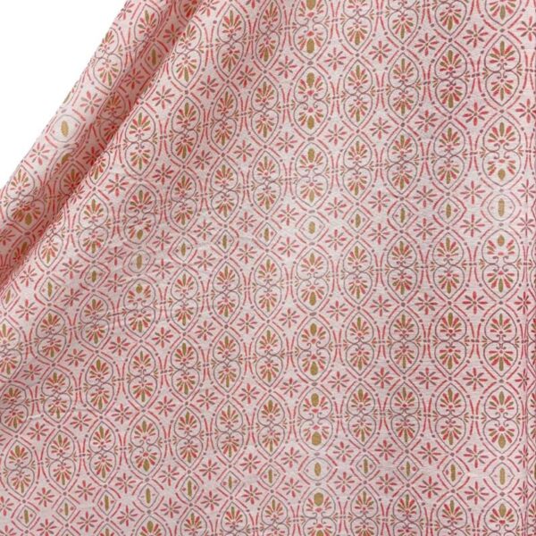 Pink Vintage Geometric Print Rayon Spandex Fabric Drape Shot, 2.95oz Chinese Style Dress Material