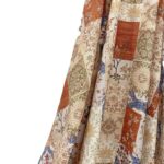 Boho Patchwork Print Rayon Spandex Fabric Hanging Drape Shot, Vintage Floral Block Dress Material