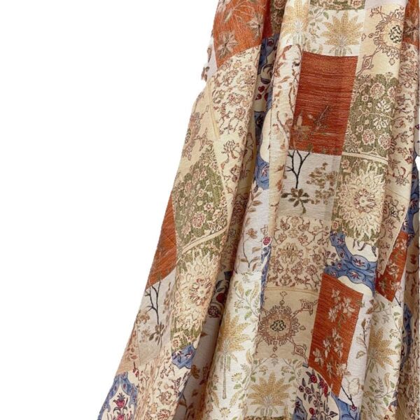 Boho Patchwork Print Rayon Spandex Fabric Hanging Drape Shot, Vintage Floral Block Dress Material