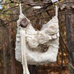 Vintage Handmade Tote Bag, Distressed Wasteland 3D Rose Lace Fringe Crossbody Shoulder Purse Cotton Linen Retro Hobo Bag