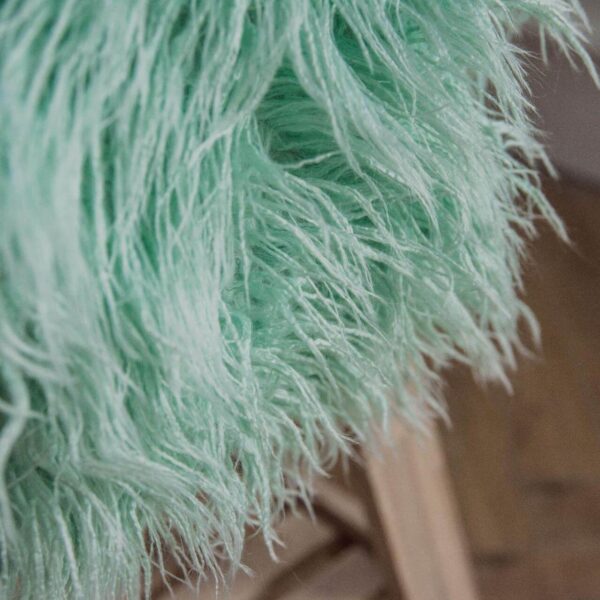 Faux Wool Table Runner Close Up, Thick Shaggy Mint Green Acrylic Fabric Texture