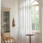 Striped Textured Sheer Curtain Full Farmhouse Bedroom Window Scene, Linen Look 100% Polyester Embroidered Window Drape, Rod Not Included