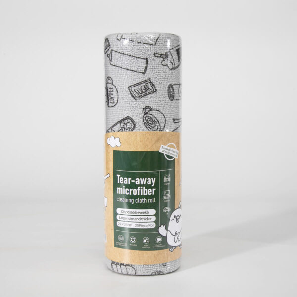 Gray Coffee Print Washable Reusable Kitchen Roll, Oil Absorbing Microfiber Multi-Use Dish Cleaning Wipe