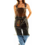 Transparent Waterproof Salon Apron coffee brown wearable shot with storage pocket