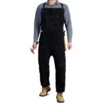 Black Split Leg Cowhide Welding Apron male model front wearing photo