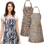 Small Leopard Print Polyester Nail Art Apron female model front wearing photo