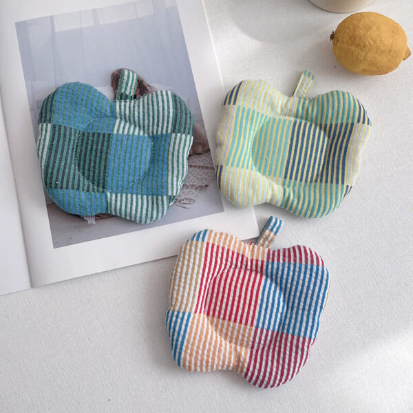 Two Color Plaid Apple-Shaped Farmhouse Fabric Coasters
