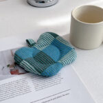 Blue Green Plaid Apple-Shaped Fabric Heat Resistant Coaster