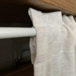 Rustic Linen Cafe Curtain rod pocket detail shot, easy-install top pocket design semi sheer faux linen half window kitchen curtain