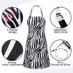 Zebra Leopard Print Nail Apron detail feature shot with pocket & adjustable strap icons