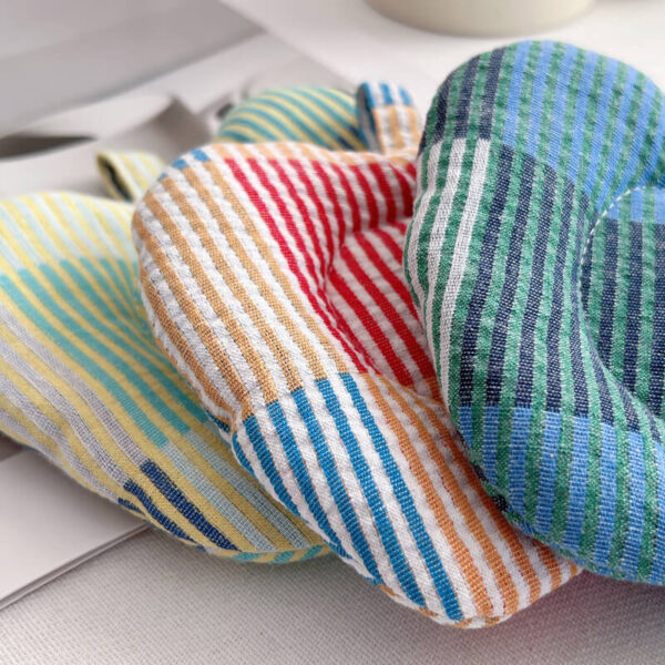 Multi Plaid Apple-Shaped Fabric Coaster, Padded Cotton Mug Mat
