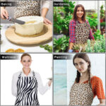 Leopard Zebra Print Nail Art Apron multi-scene model wearing for baking gardening salon