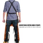 Brown Split Leg Cowhide Welding Apron back view with adjustable cross straps